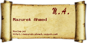 Mazurek Ahmed névjegykártya